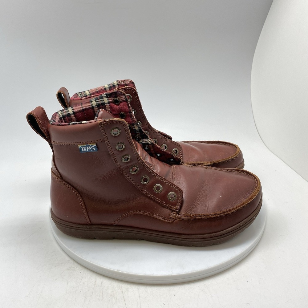 Lems Boulder Boot Leather Russet Brown Mens 7 Womens 8.5 Minimalist Barefoot